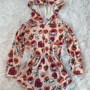 Floral Rock Bands Hooded Romper